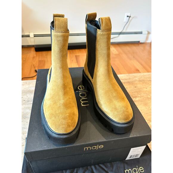 NEW Maje Platform Suede Heeled Chelsea Boots size 40 - Picture 6 of 10